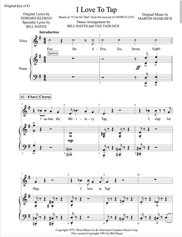 "I Love To Tap!" - Sheet Music of Song & Dance Arrangement in the Key of C