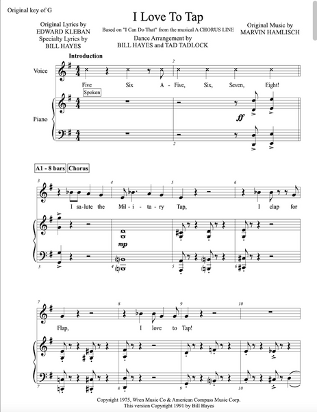 "I Love To Tap!" - Sheet Music of Song & Dance Arrangement in the Key of C